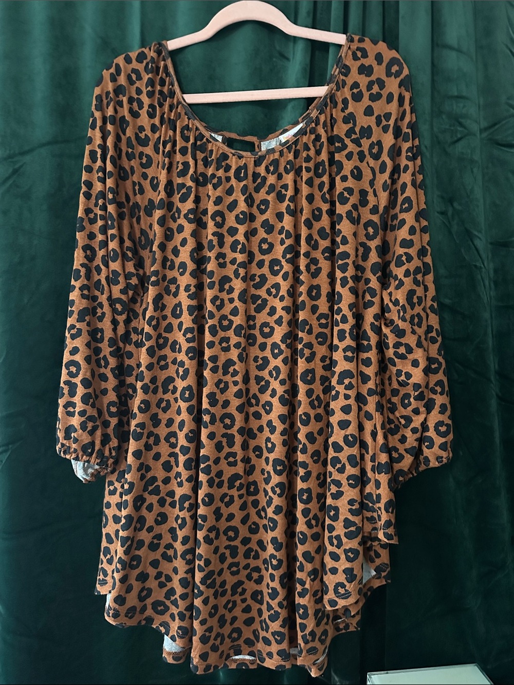 Leopard Print Brown Women's Peasant Top